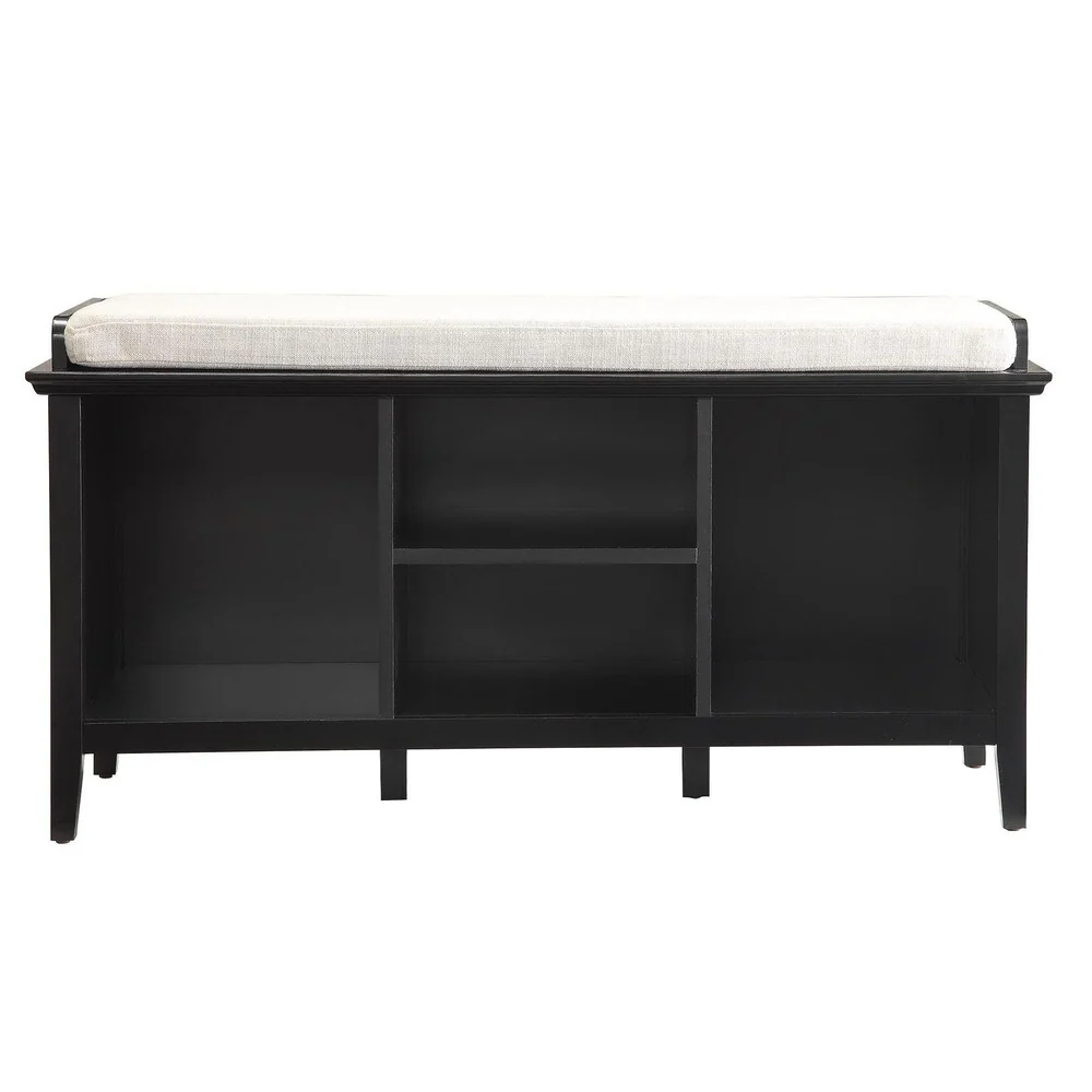 Briarwood Home Decor Contemporary Black Finish Wood Bench with Cushion