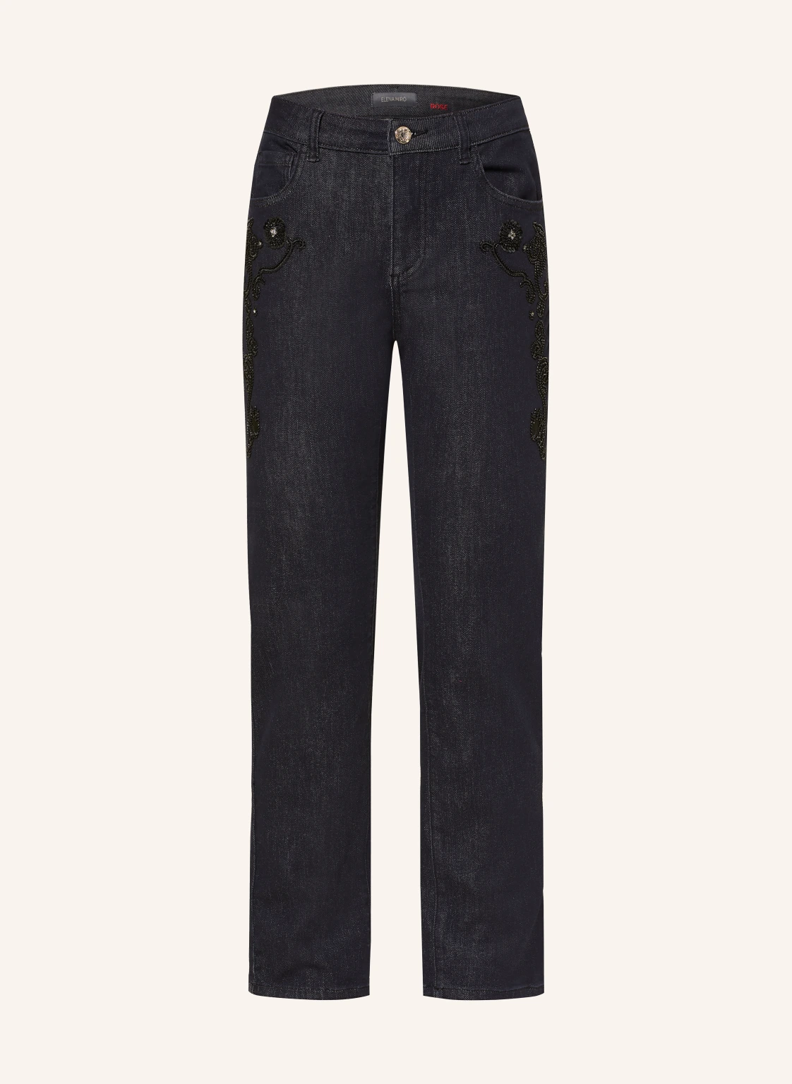 ELENA MIRO Straight Jeans mit Schmucksteinen und Pailletten