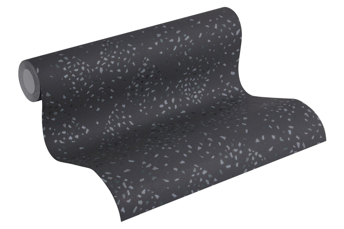 Livingwalls behang terrazzo zwart, goud en grijs - 53 cm x 10.05 m - AS-373945