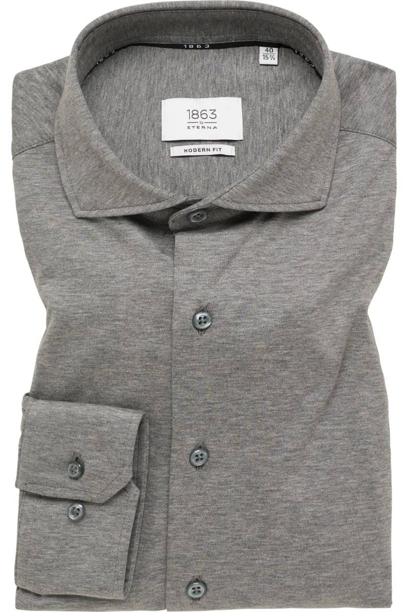 ETERNA 1863 Soft Tailoring Modern Fit Jerseyhemd stahlgrau, Einfarbig