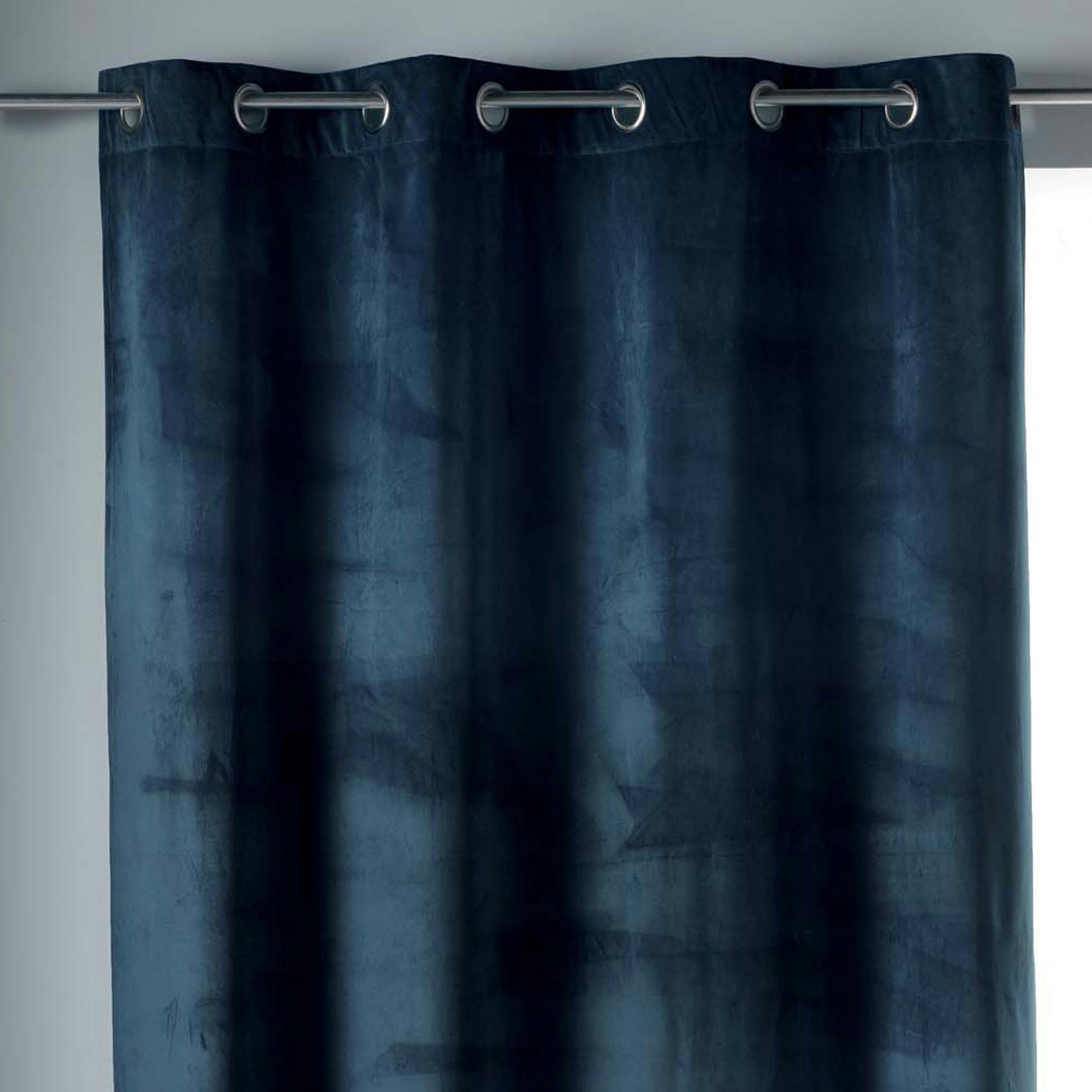 - Rideau tamisant en velours ras bleu marine 140x240 cm