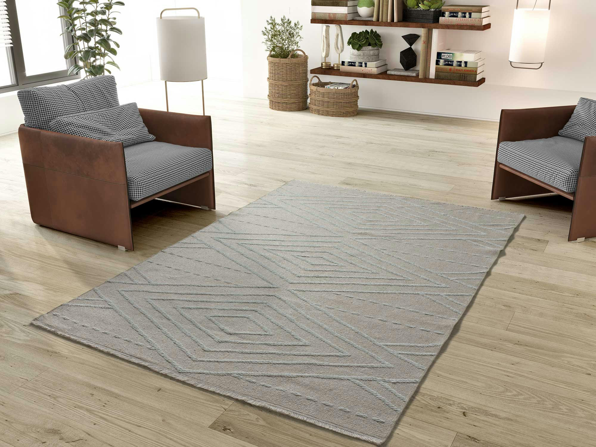 LUX - Tapis à motifs ethniques en relief crème, 80X150 cm