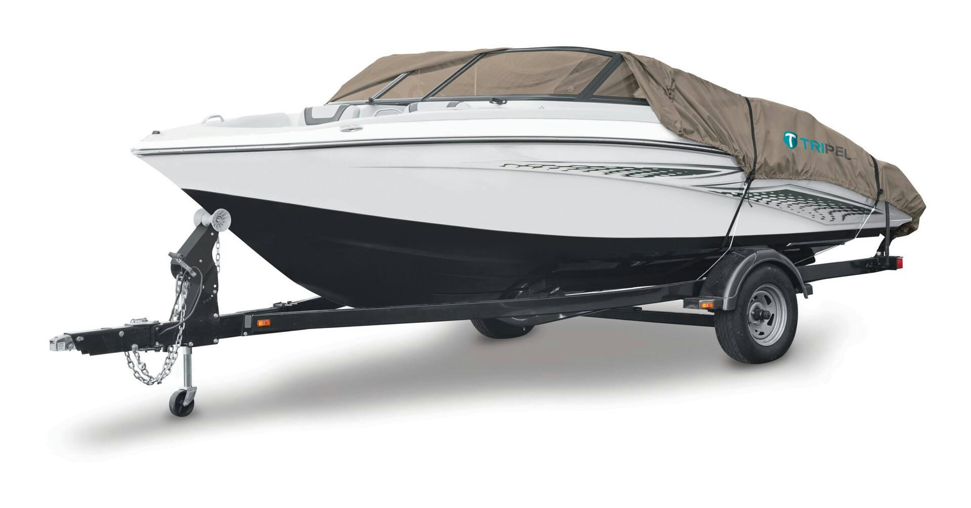 TRIPEL Waterproof Fabric Boat Cover, UV Protection, 17-ft-19-ft