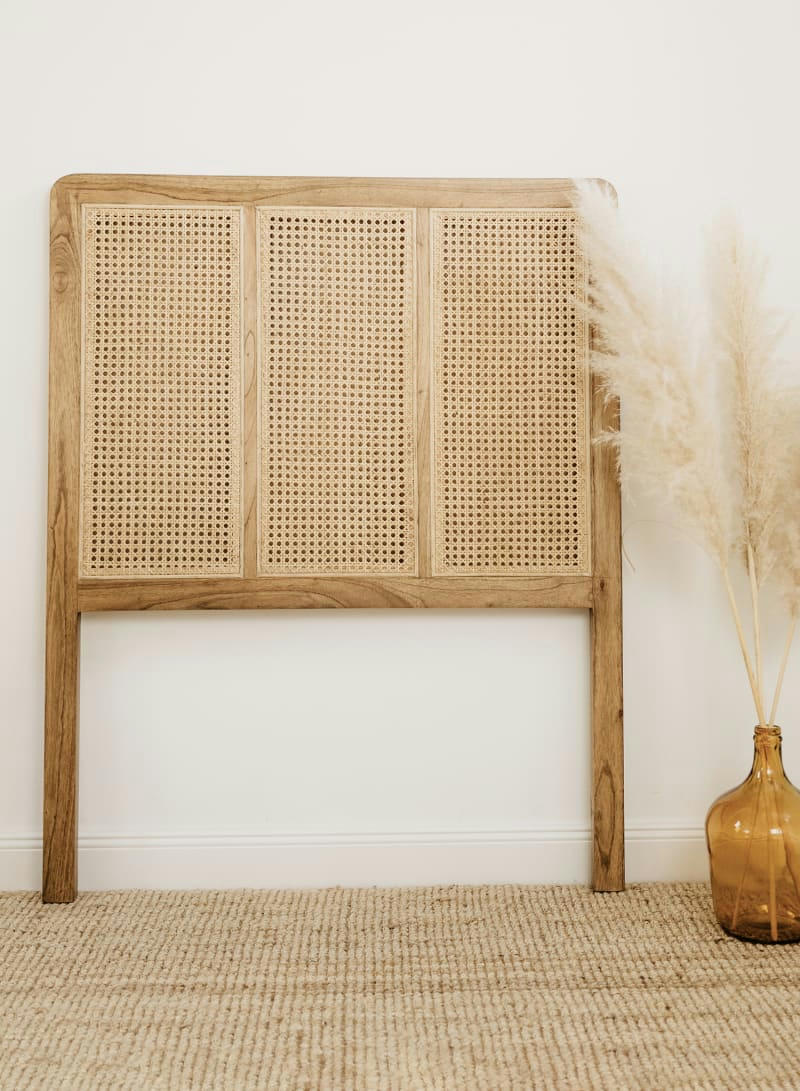 WOCCA - Tête de lit bois et cannage