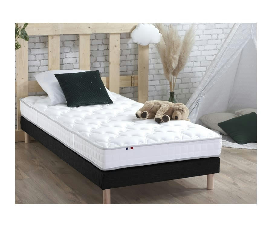 ENSEMBLE CIRRUS - Ensemble matelas mousse sommier noir 90x190