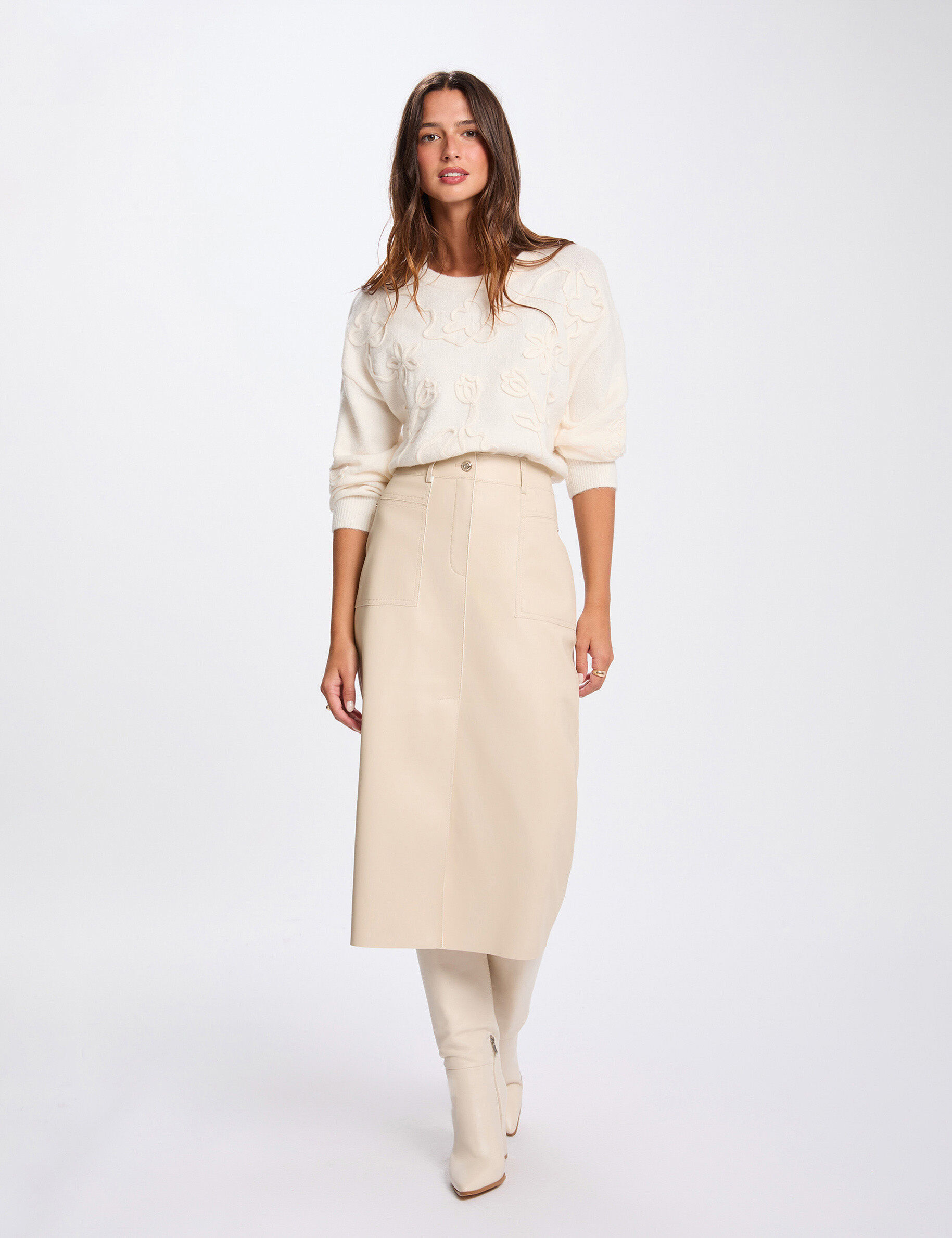 Fitted Pencil Skirt Cream Women