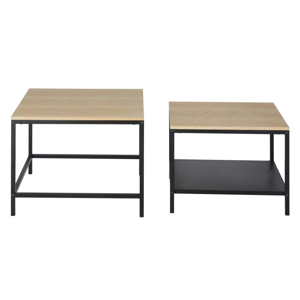 Mudo - Table basse avec double plateau en métal noir