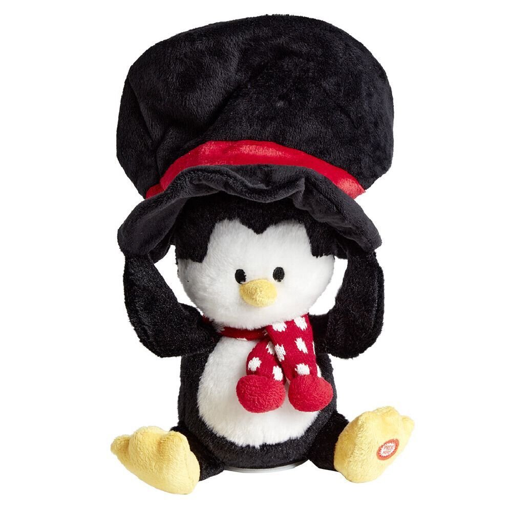 Peluche animée et musicale Père-No&euml;l ou pingouin H34cm
