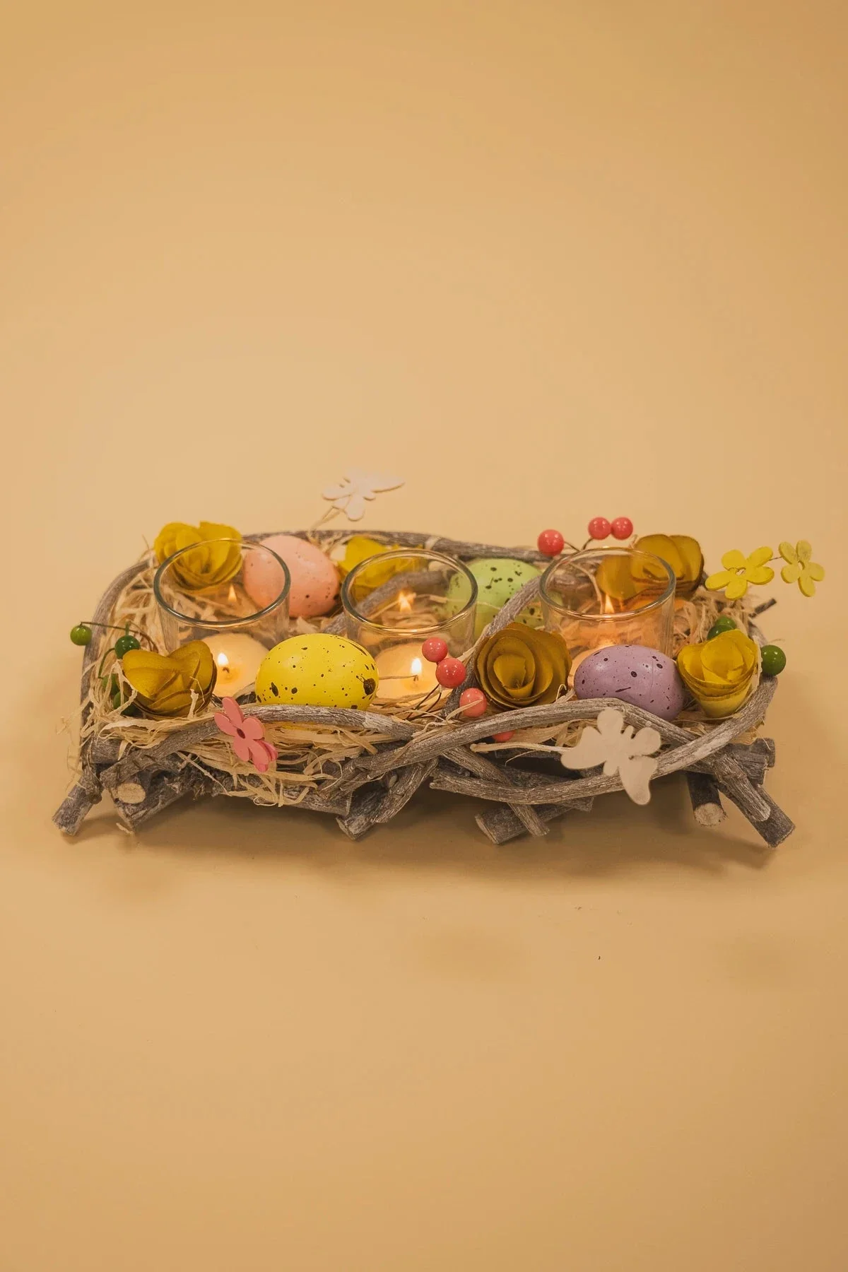 Multicoloured Easter Triple Tea Light Holder