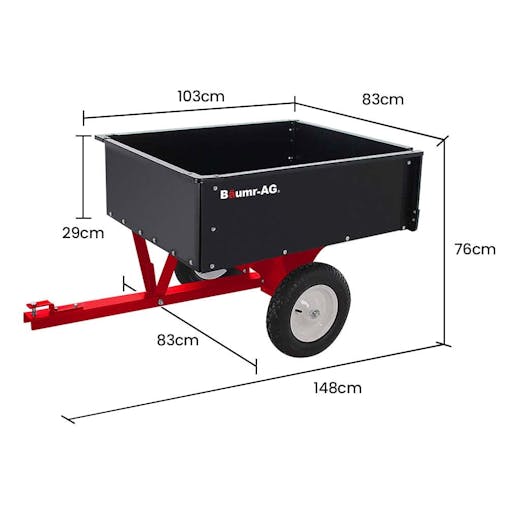 NNEMB 270kg Capacity Metal Dump Cart, for Ride on Mower
