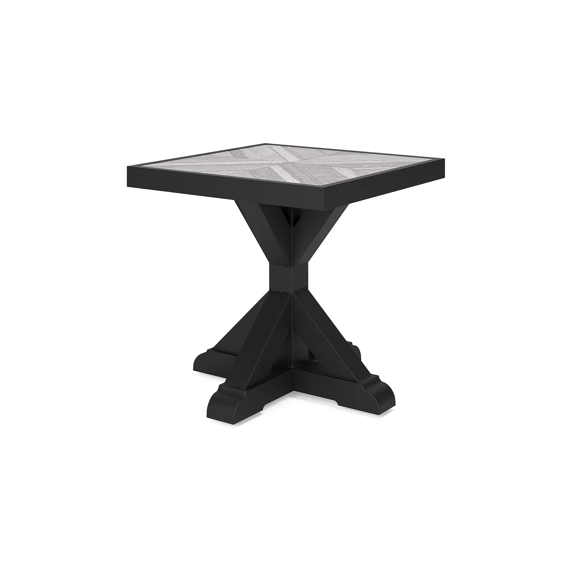 Beachcroft Outdoor Square End Table with Porcelain Top - 22.25 W x 22.25 D x 22.25 H