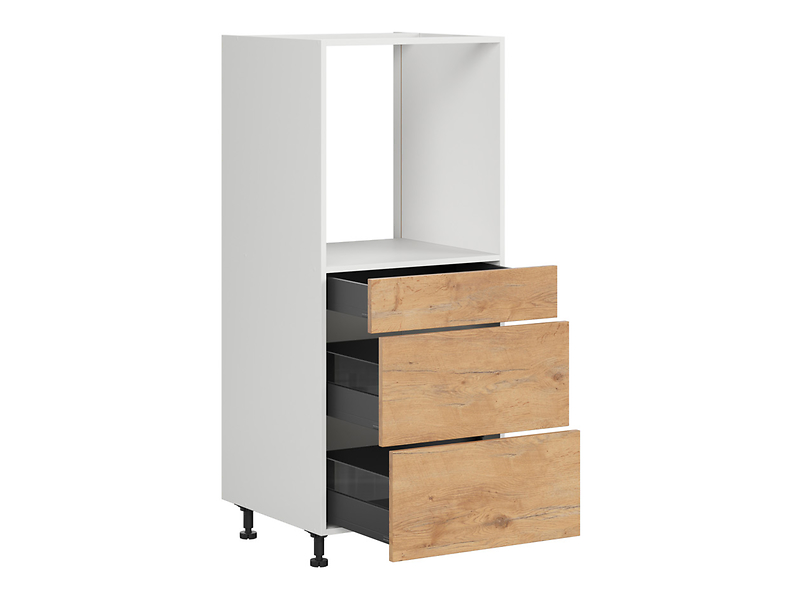 Szafka pod zabudowę piekarnika Hamper 60 cm z szufladami cichy domyk dąb lancelot