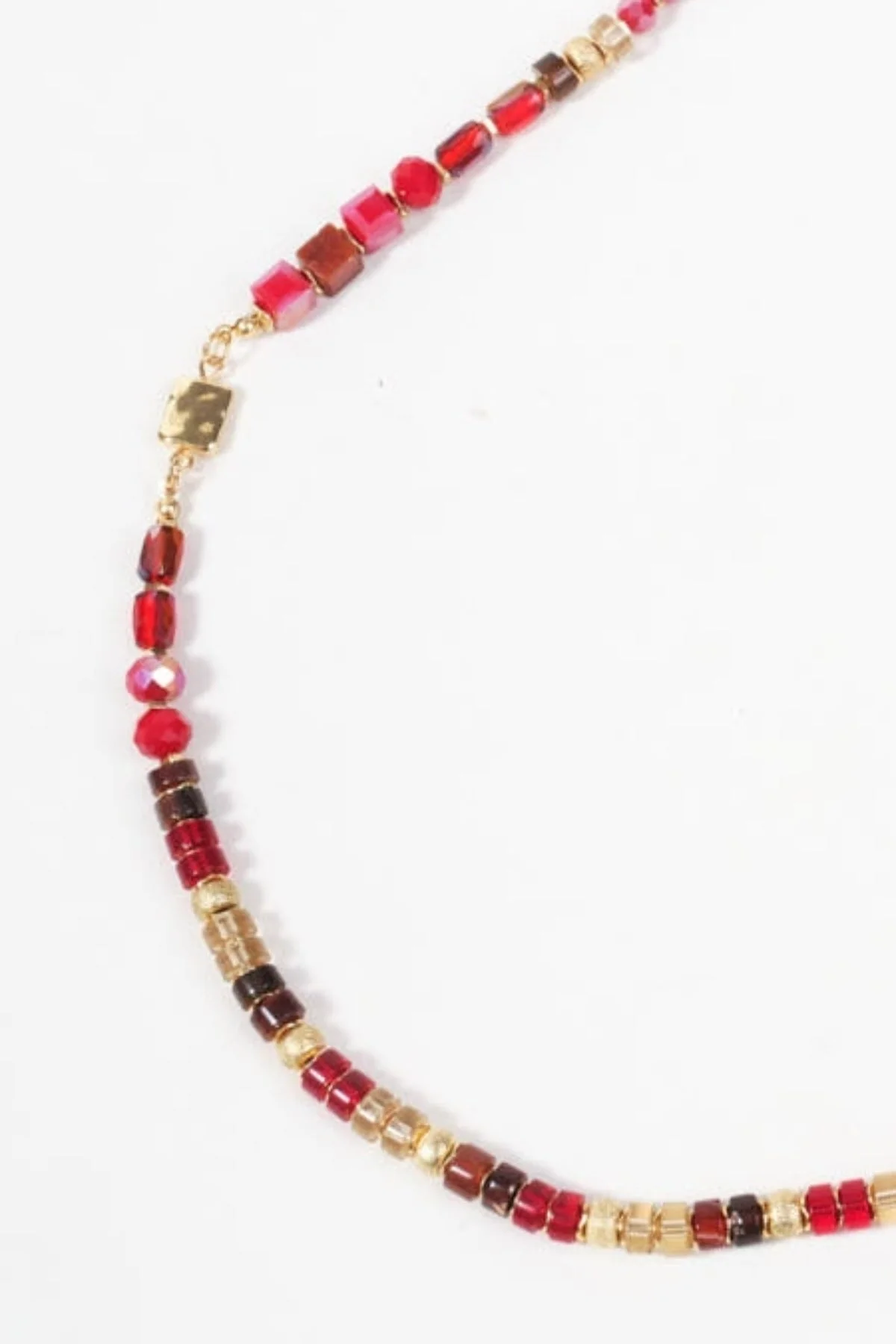 Red Beaded Long Chain Necklace