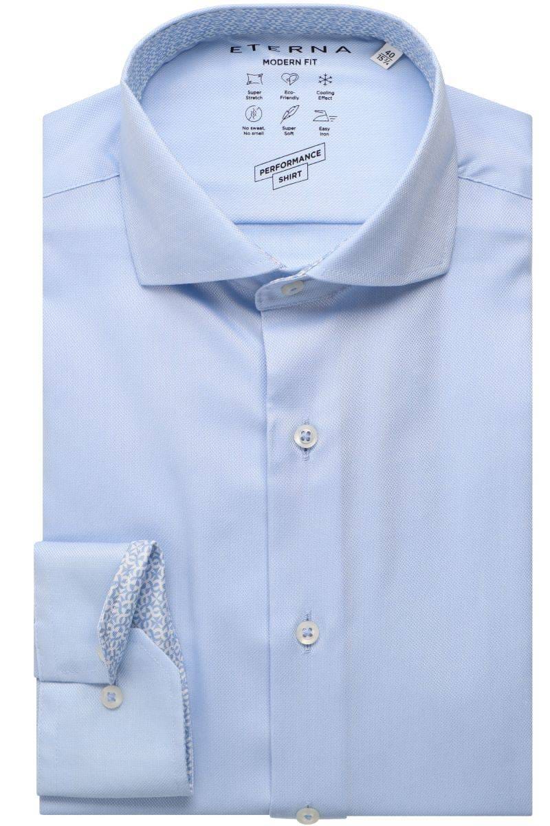 ETERNA Performance Modern Fit Tencel Hemd mittelblau, Strukturiert
