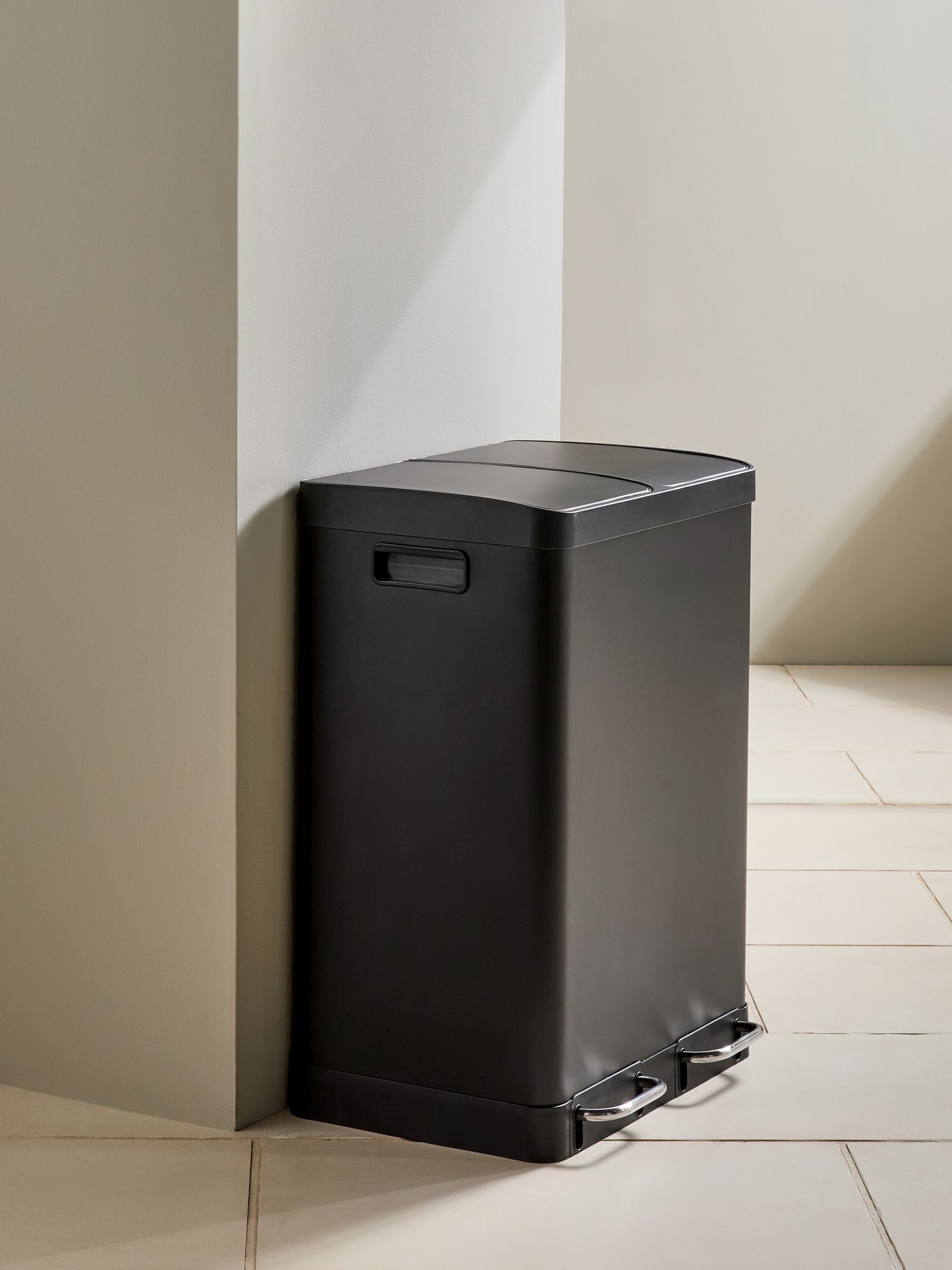 2 Section 60 Litre Recycling and Waste Colter Bin in Black