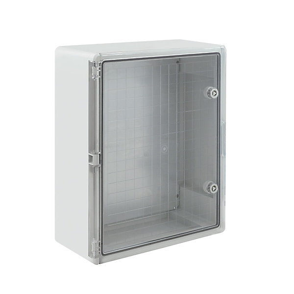 Boîtier hermétique ABS avec porte transparente, plaque de montage galvanisée et verrouillage sécurisé - H 50 x L 40 P 24 cm