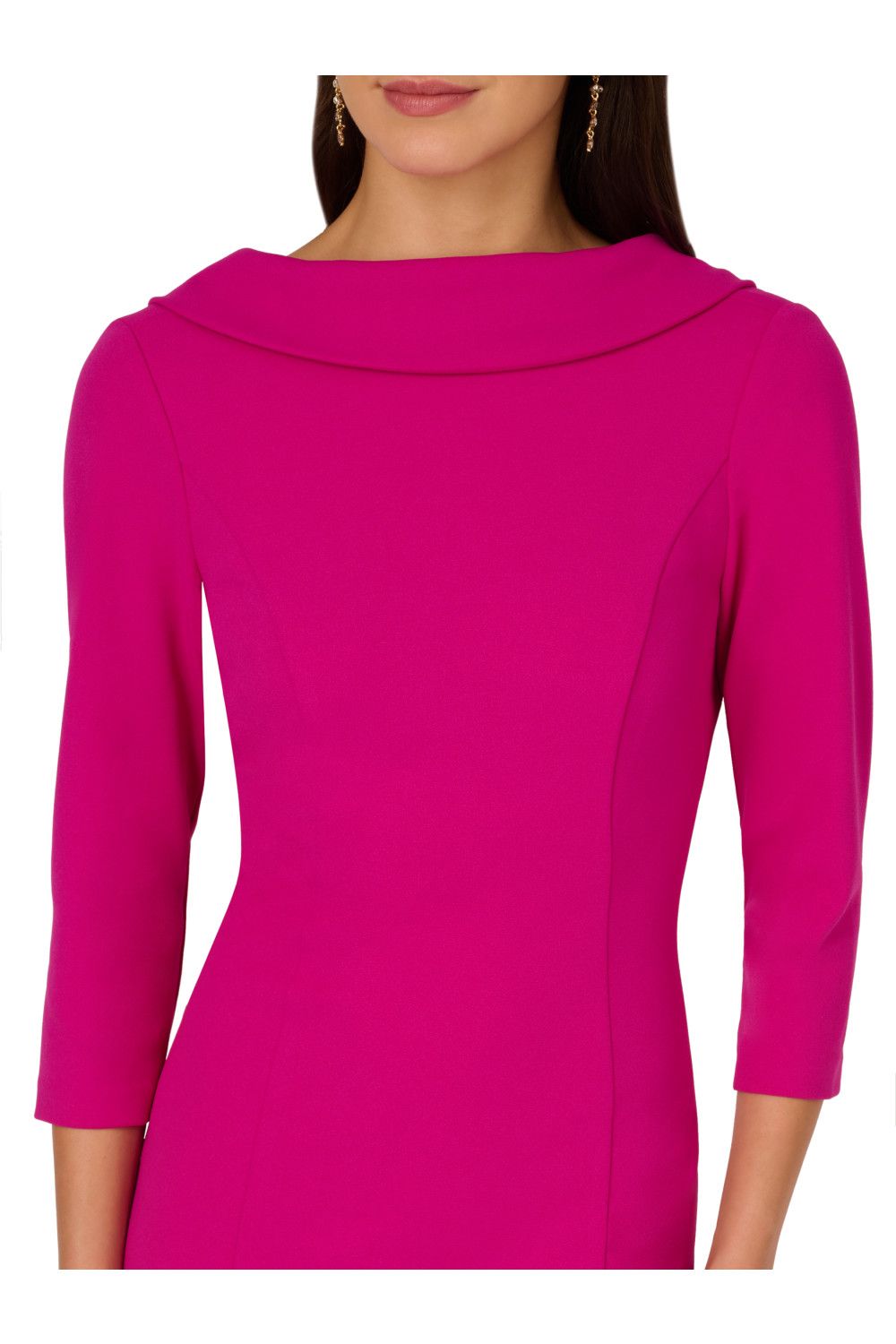 Adrianna Papell Rolled Neck Crepe Midi Dress