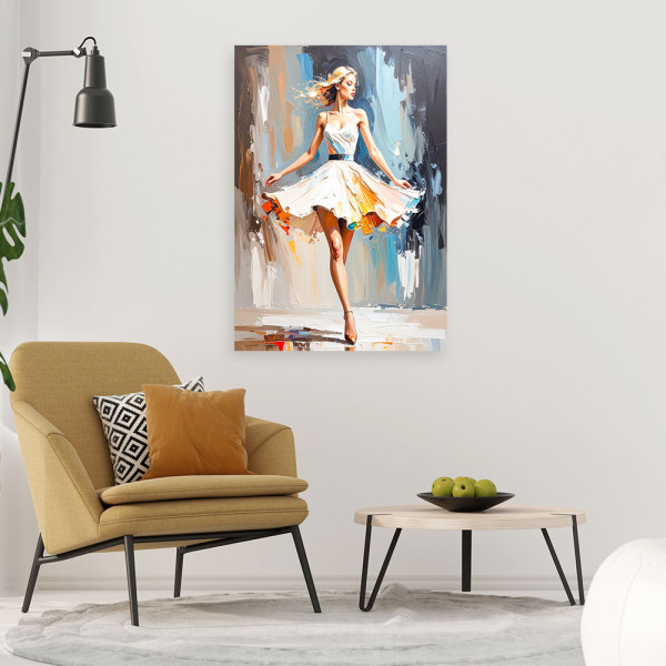 Feeby Obraz do salonu sypialni, Kobieta w białej sukience 40x60