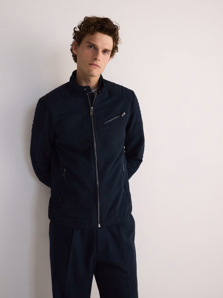 Biker Jacket With Stand Up Collar