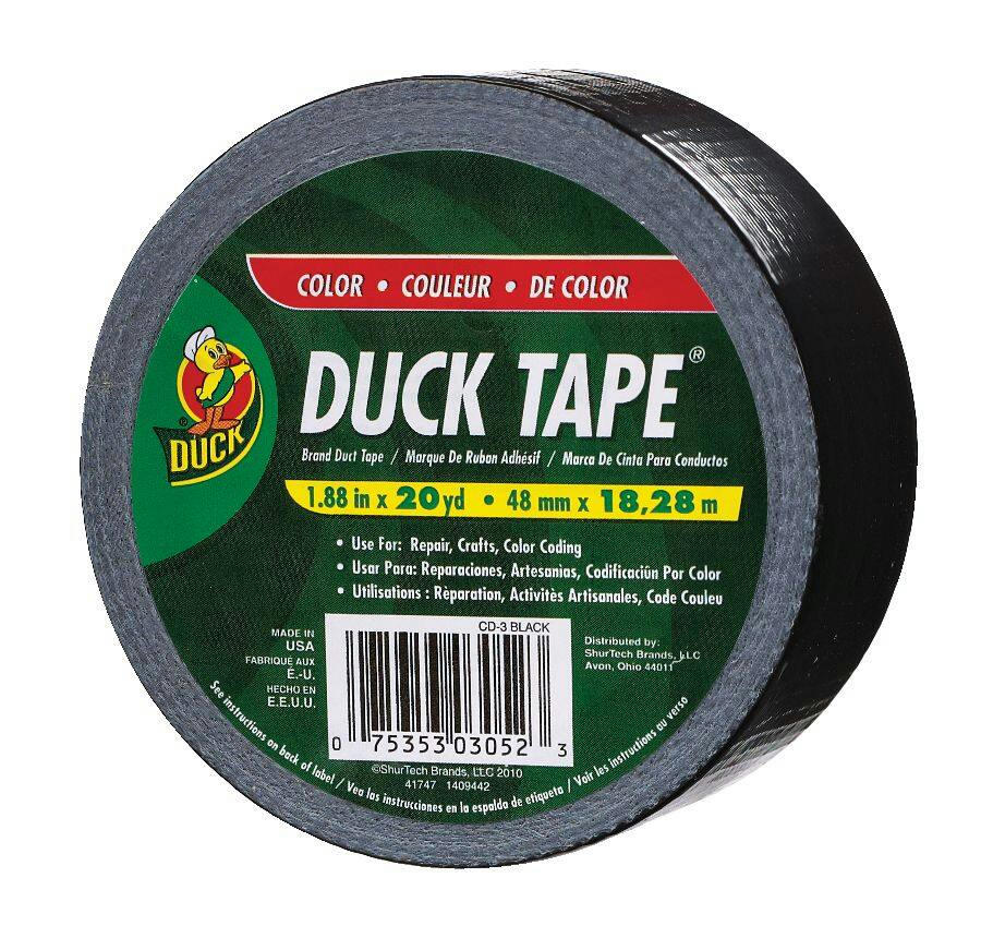 Duck Tape Multi-Purpose Utility Duct Tape, High-Strength Adhesive, Black, 1.88-in x 20-yd