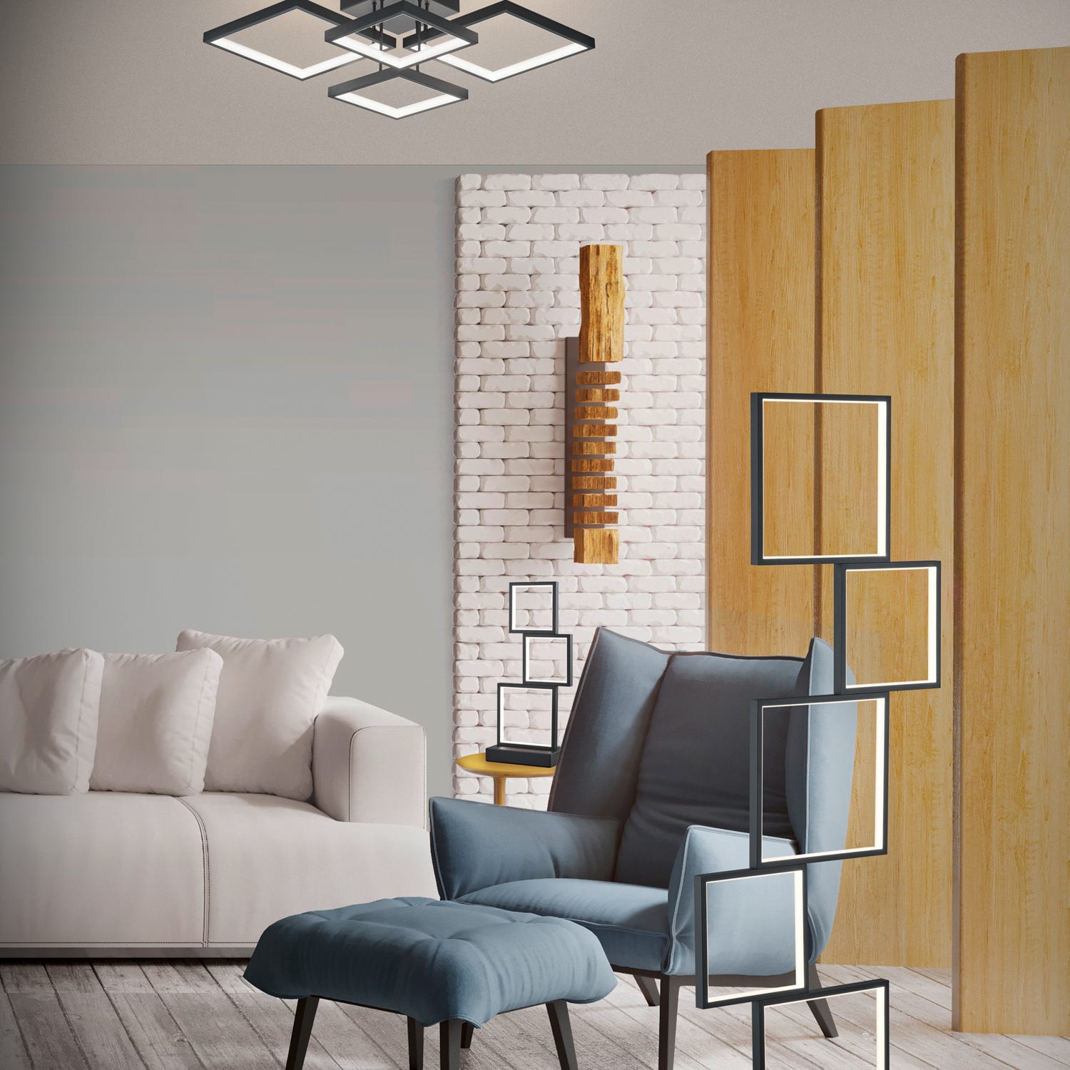 Plafoniera LED 4 elementi Sorrento nero Trio