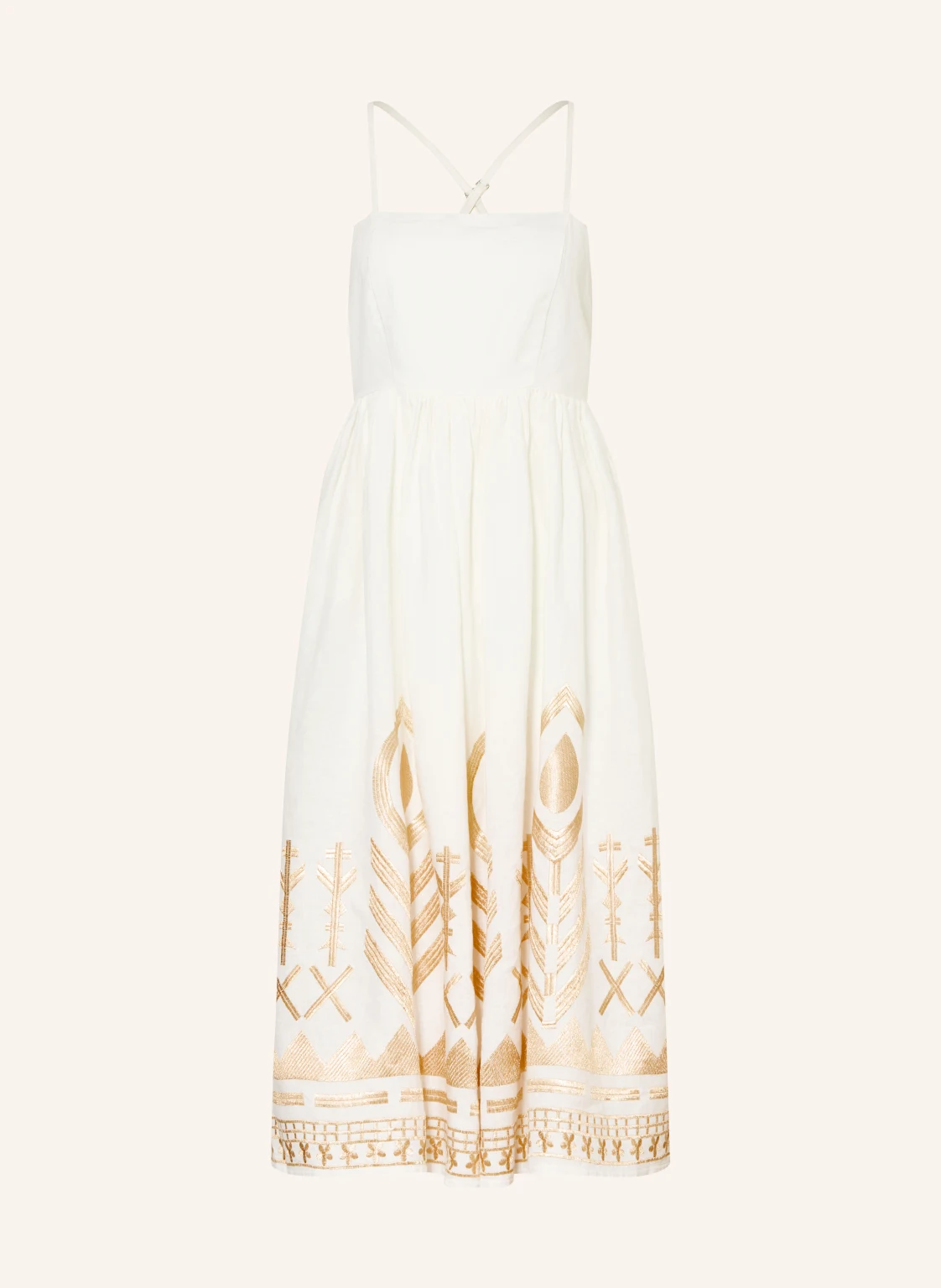 Greek Archaic Kori Strandkleid FEATHER aus Leinen mit Glitzergarn