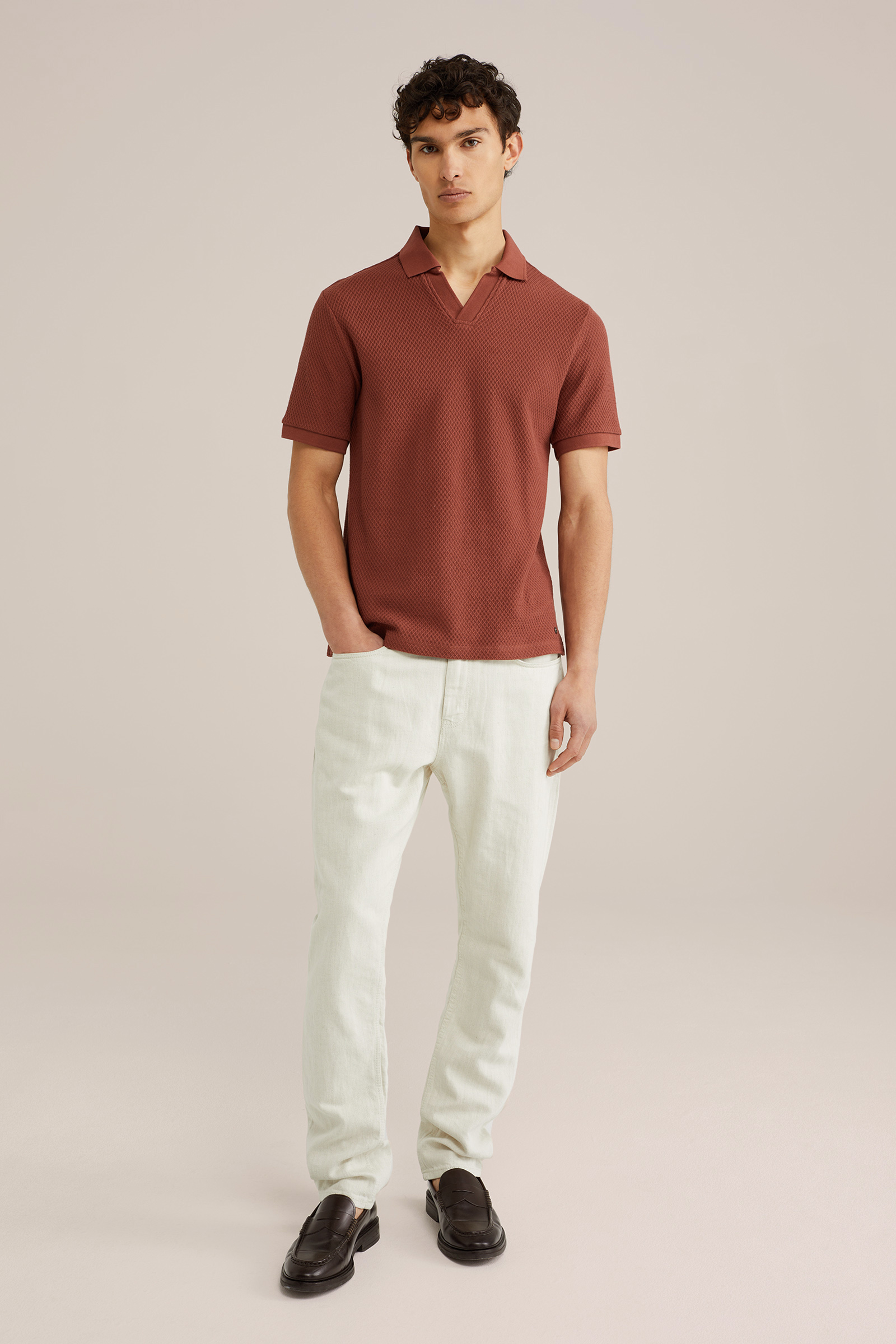 Heren Slim fit polo met structuur