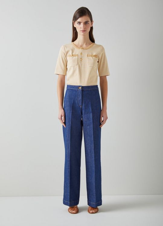 Charlie Camel And Cream Striped T-Shirt