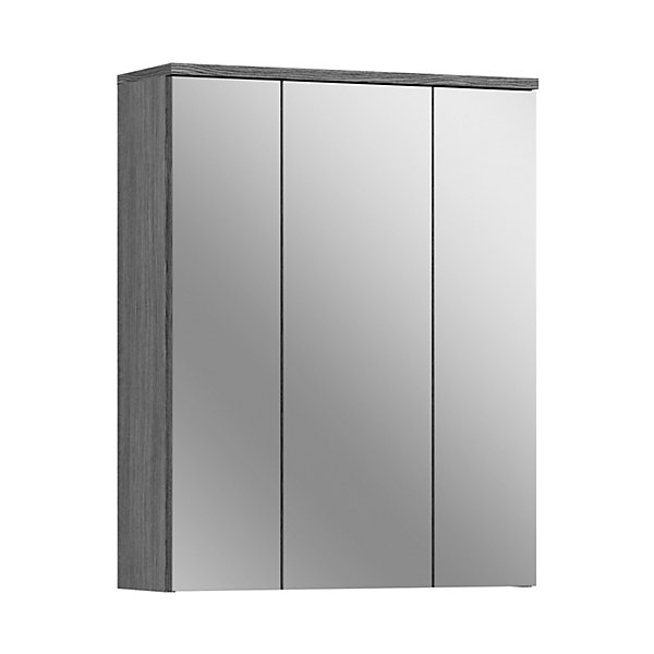 Blake - Armoire de toilette en mélaminé blanc et argenté avec miroir (L/H/P : 60x77x21 cm)