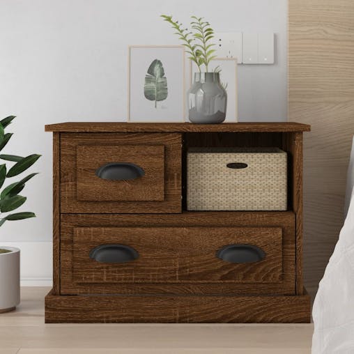 NNEVL Bedside Cabinet Brown Oak 60x39x45 cm