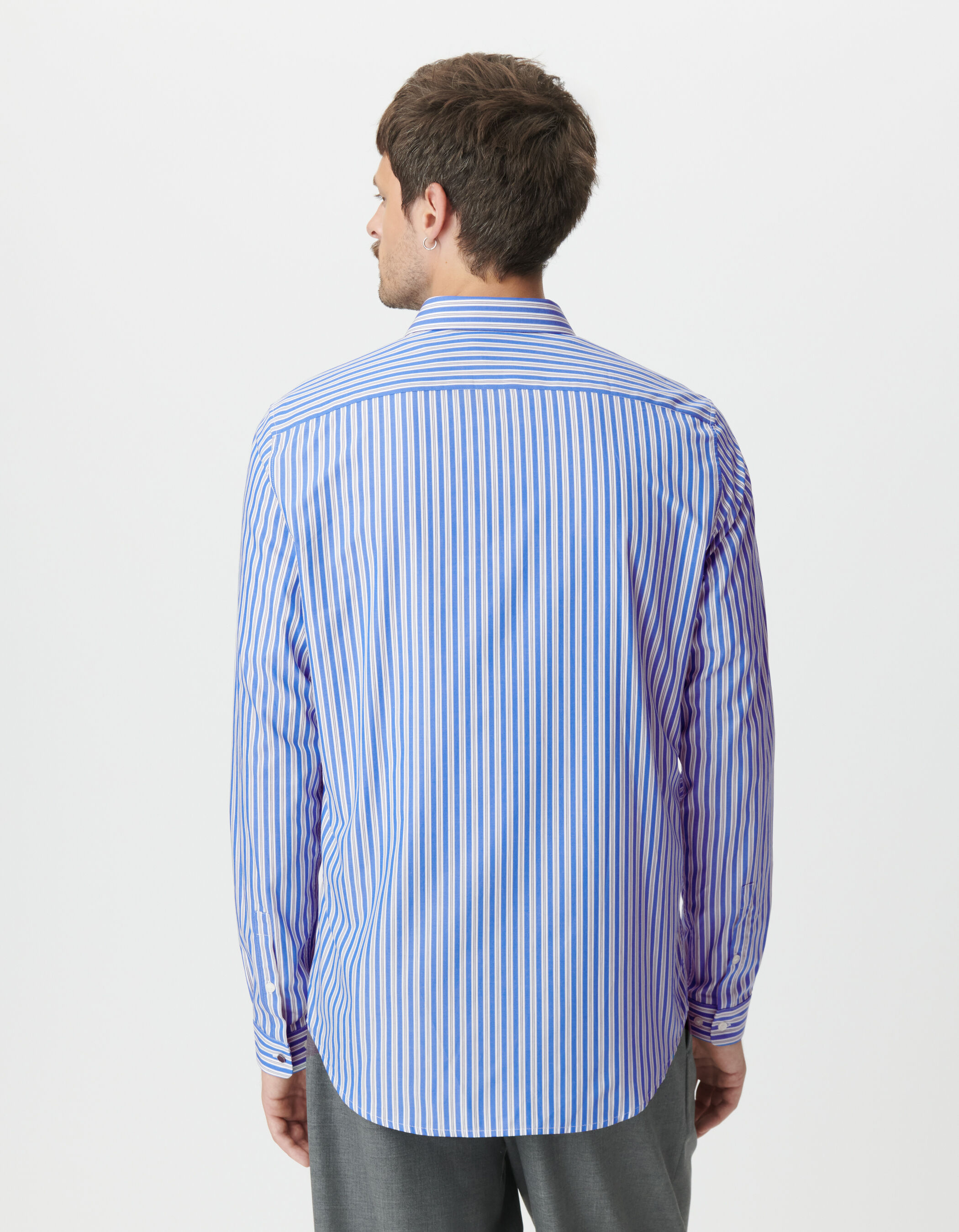 Chemise slim bleue motif rayures Homme