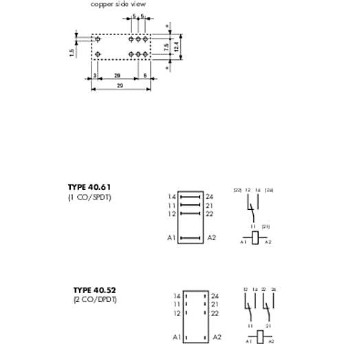 Finder 40.52.8.230.0000 Relais PCB 230 V AC 8 A 2 inverseurs - série 40.52