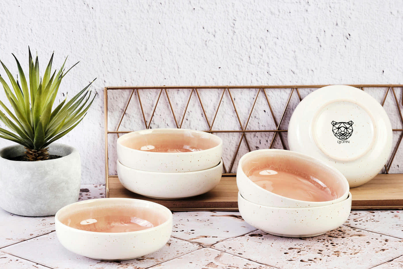 OXYGEN - Lot de 6 petits bols en grès rose D13