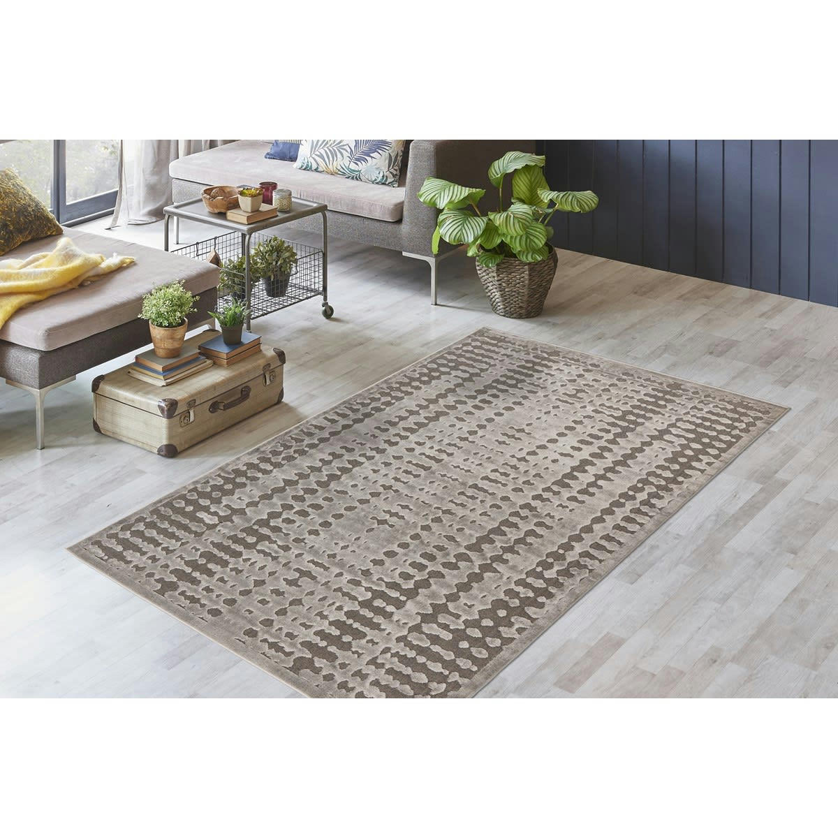 WEBO - Tapis de salon en polypropylène gris 80x160 cm