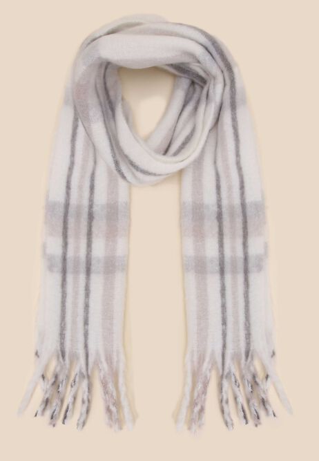 Womens Grey Check Scarf