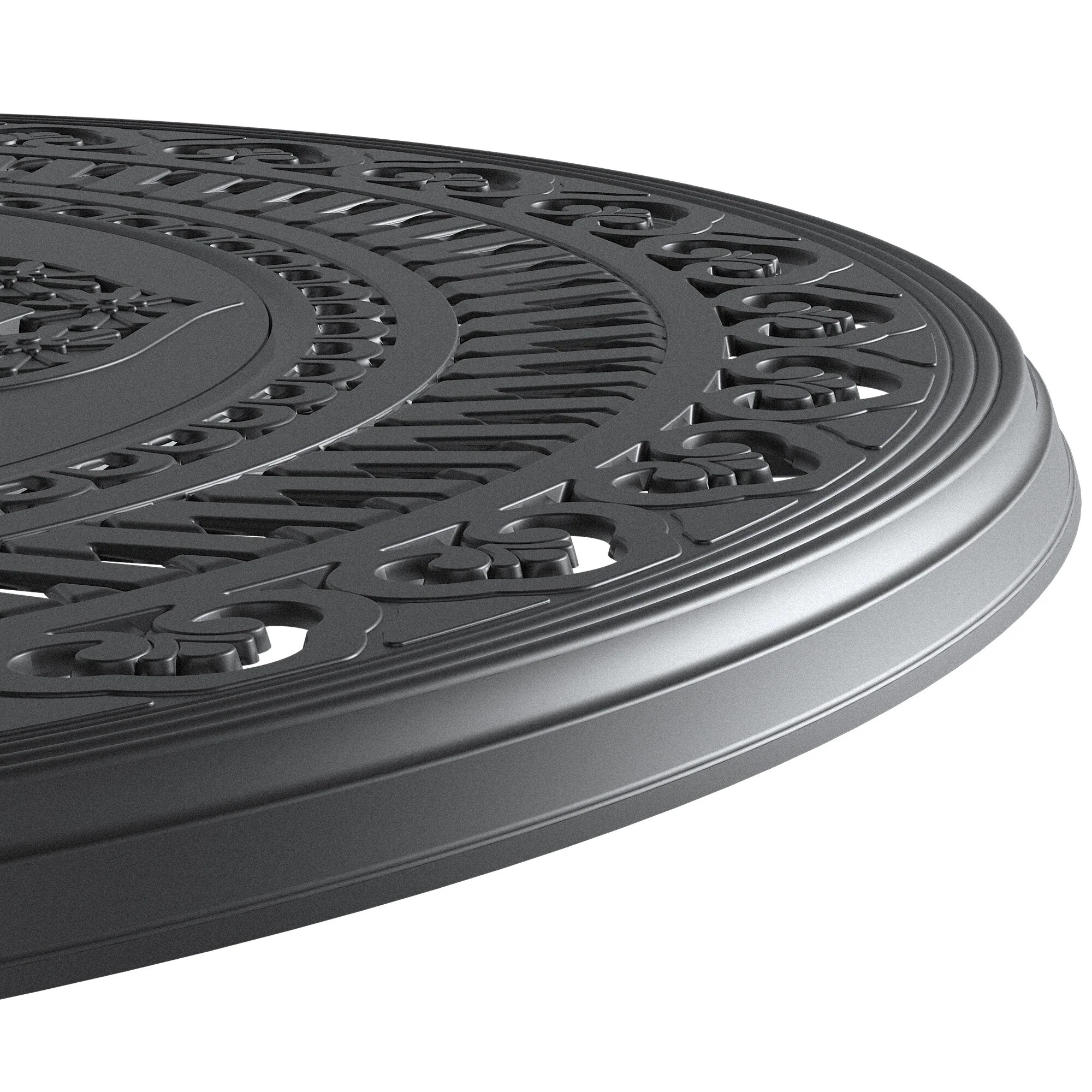 Cast Aluminum Patio Dining Table With Frame and Umbrella Hole