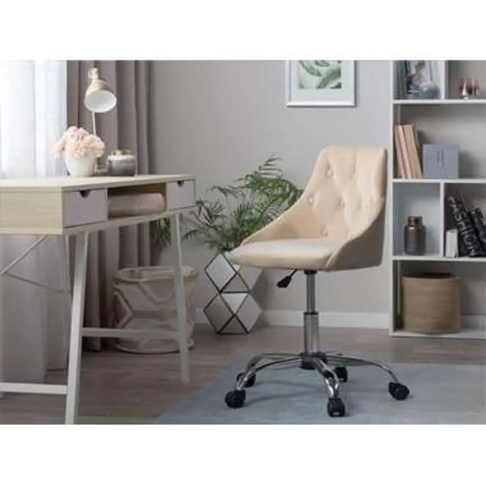 PARRISH - Bureaustoel - Beige - Fluweel