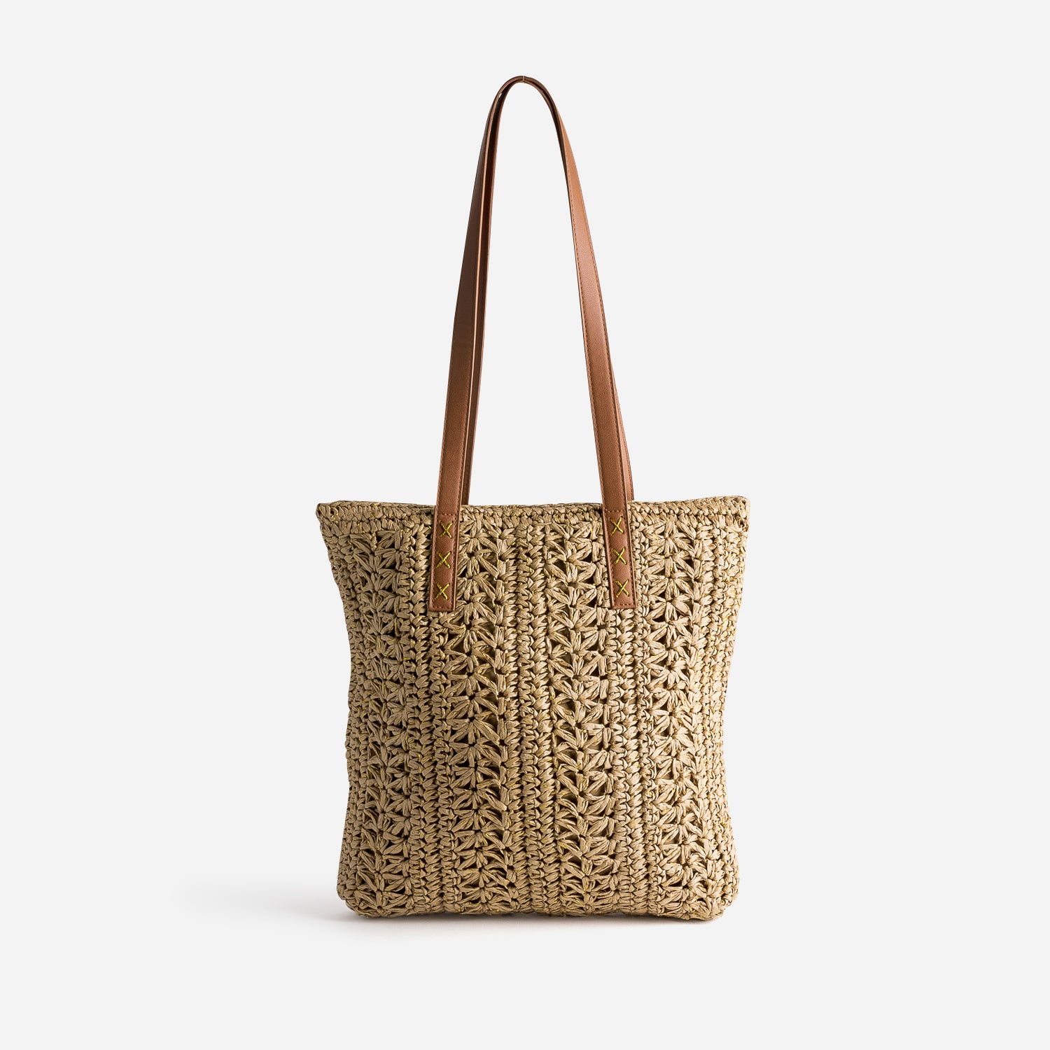 Sac cabas beige foncé paille papier