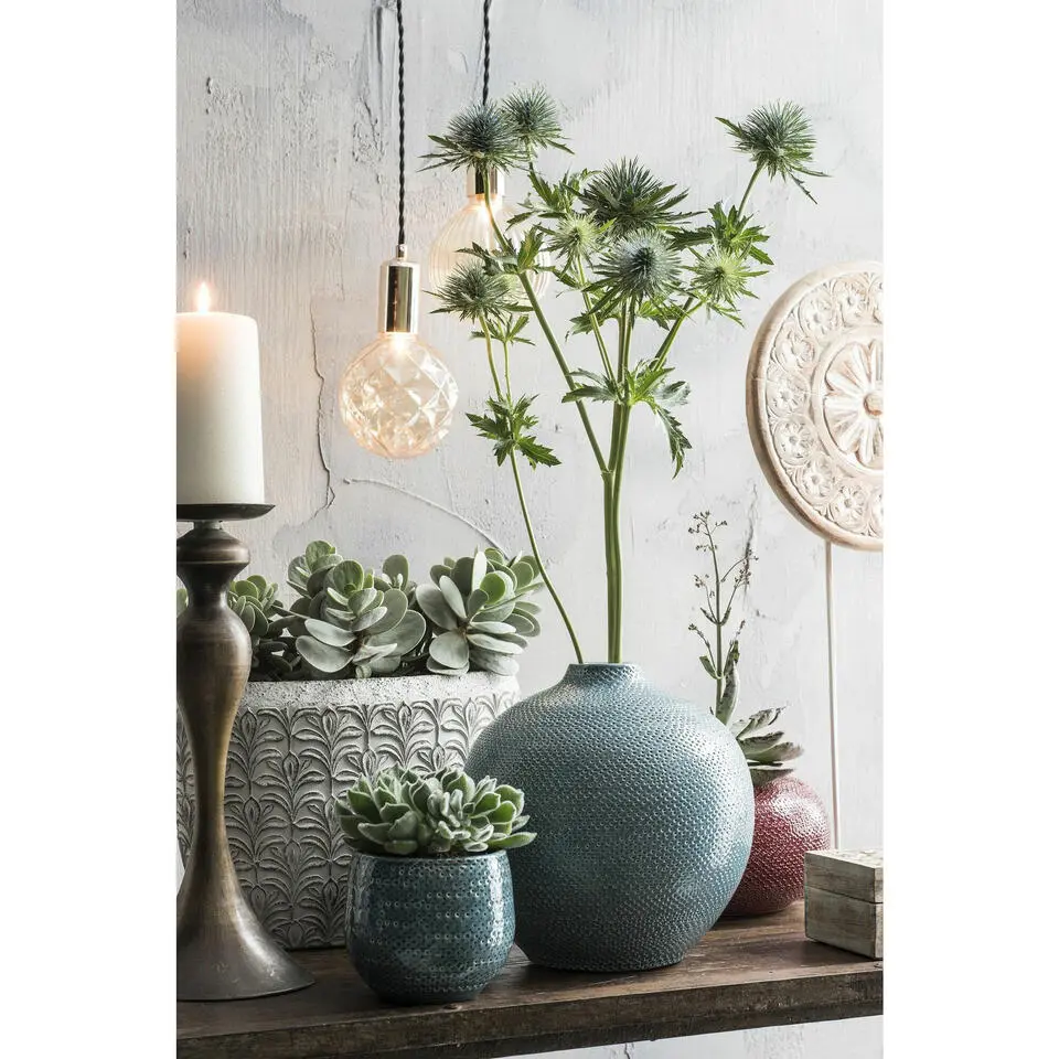 Mica Decorations Plantenpot - rood - keramiek - 19x21 cm