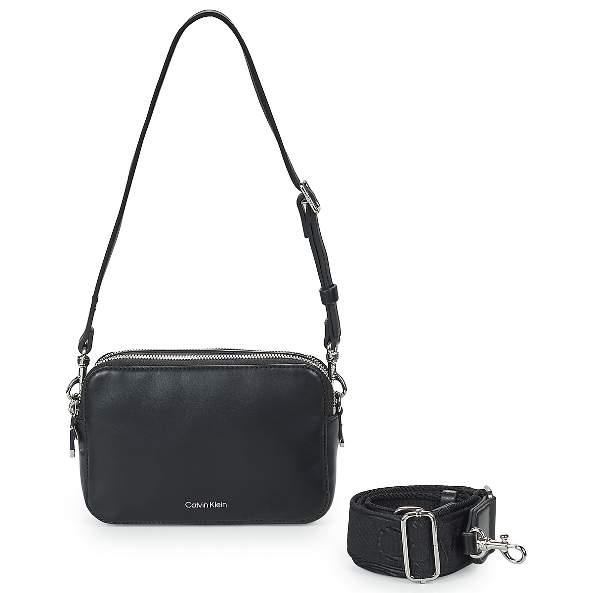Calvin Klein Jeans - WEBBING DOUBLE STRAP CAMERA BAG - Black