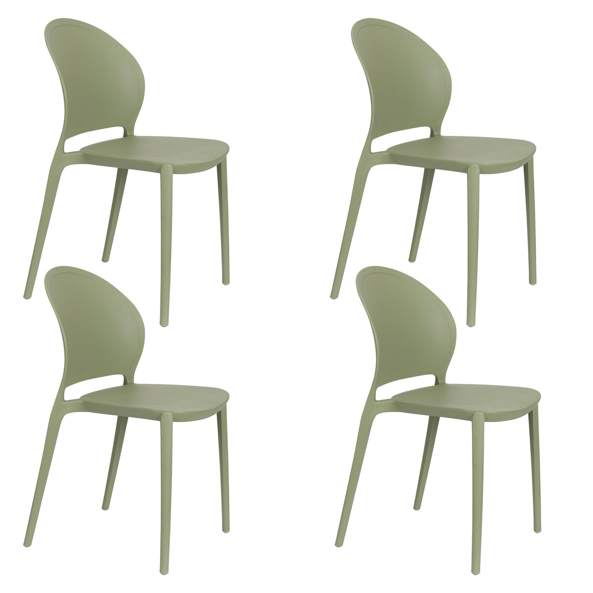Housecraft Living Sjoerd Tuinstoelen/ Eetkamerstoel Kunststof Groen - Set van 4