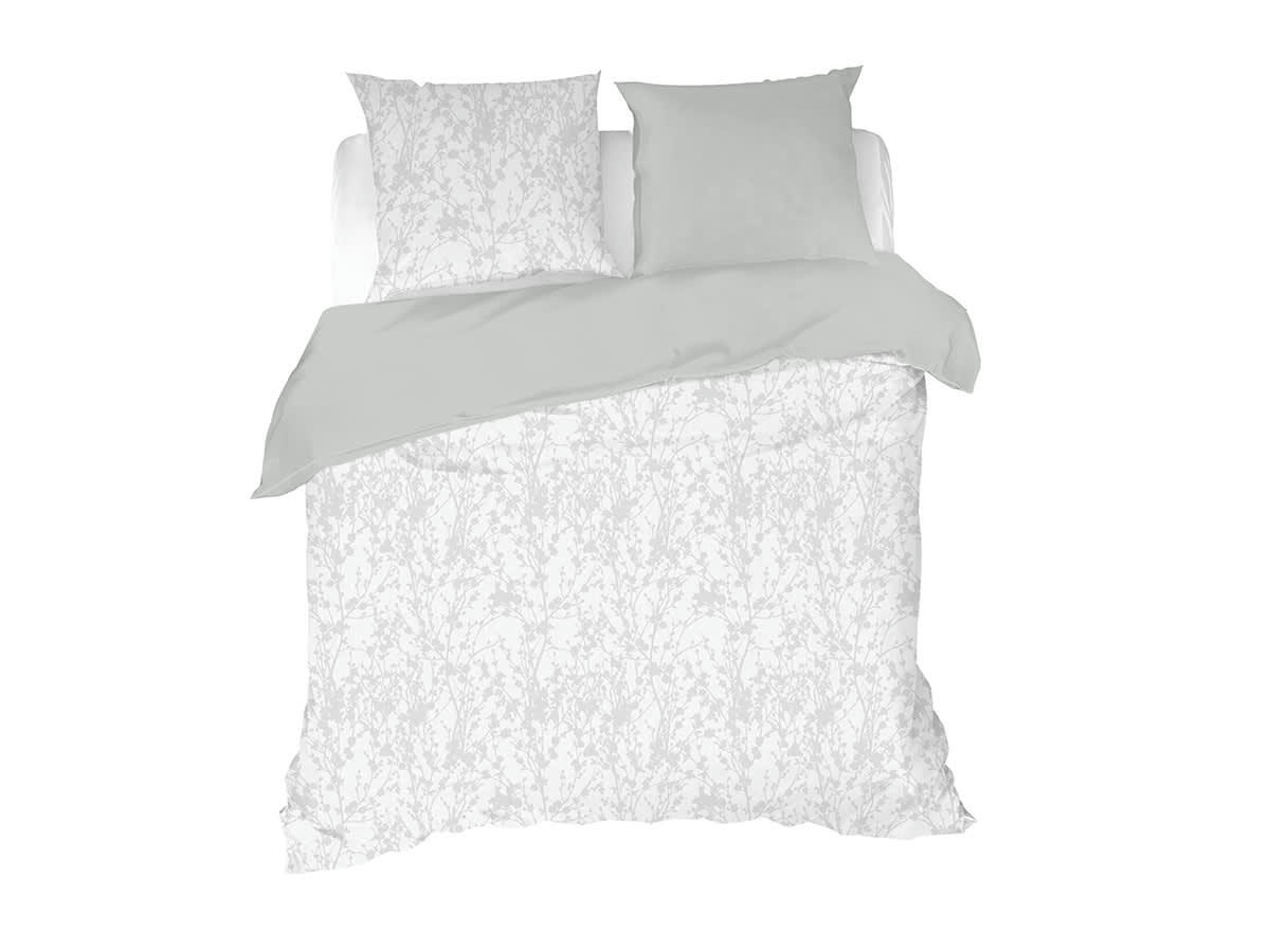 - Parure de lit 100 % coton gris 240 x 220 cm