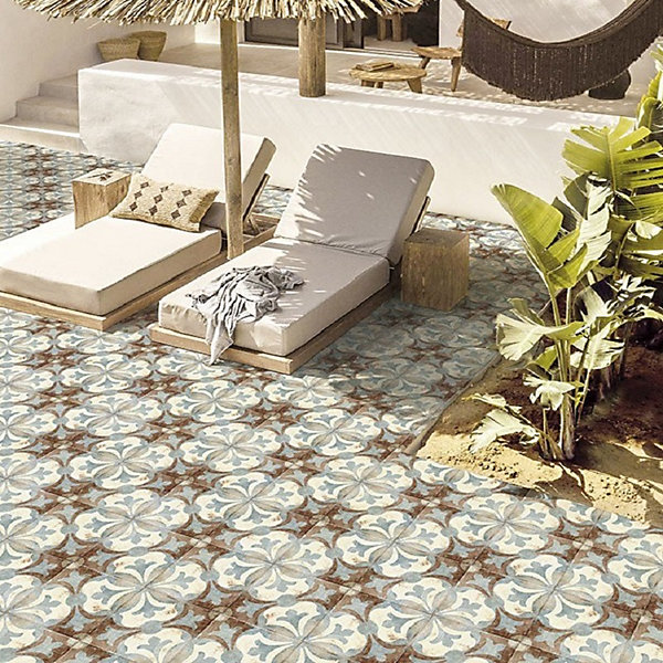 Carrelage TOLEDO 20x20 cm effet carreau ciment vieilli