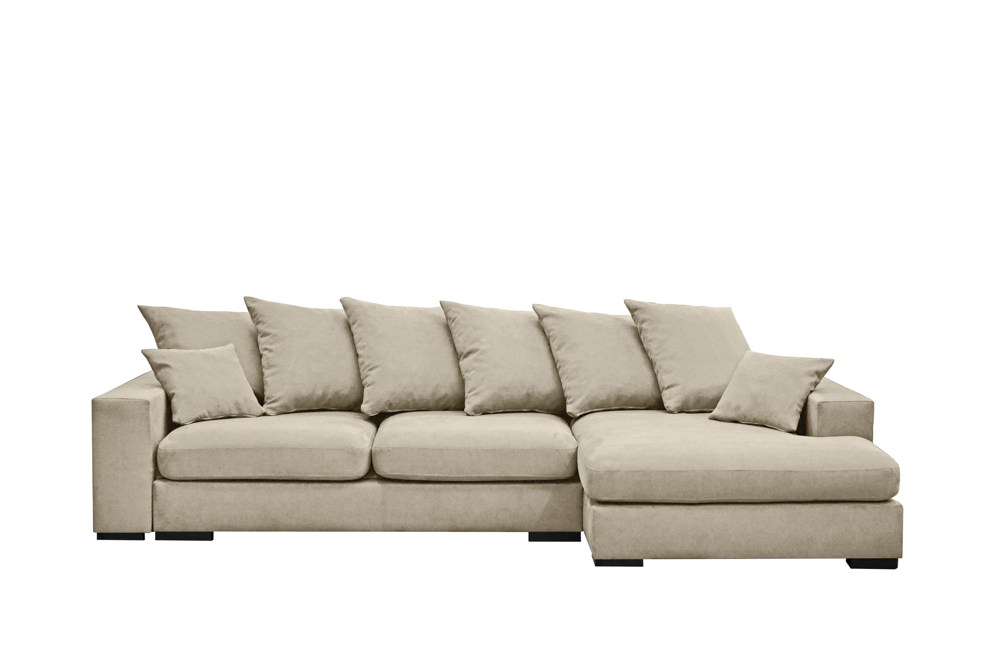 Sofa w kształcie L GABON, tkanina Riviera, Jasnobeżowy Prawostronny