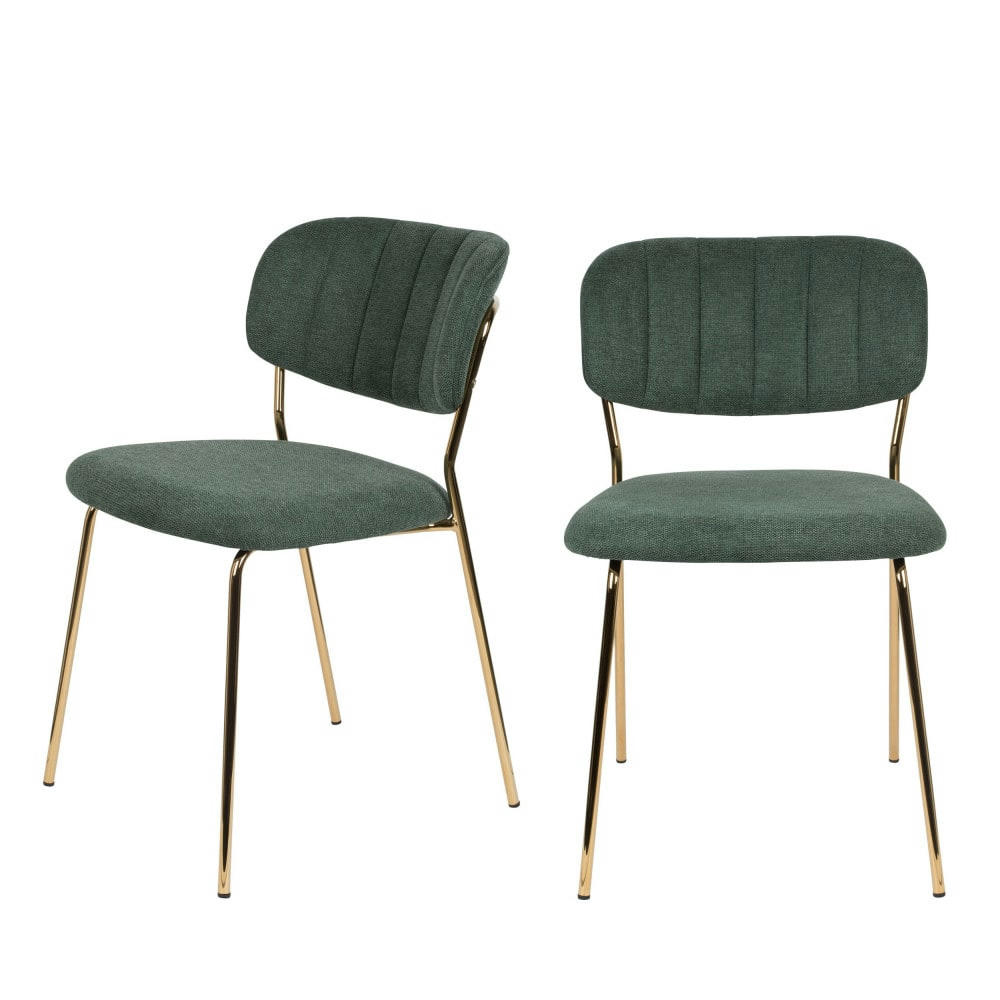 JOLIEN - Lot de 2 chaises pieds dorés vert
