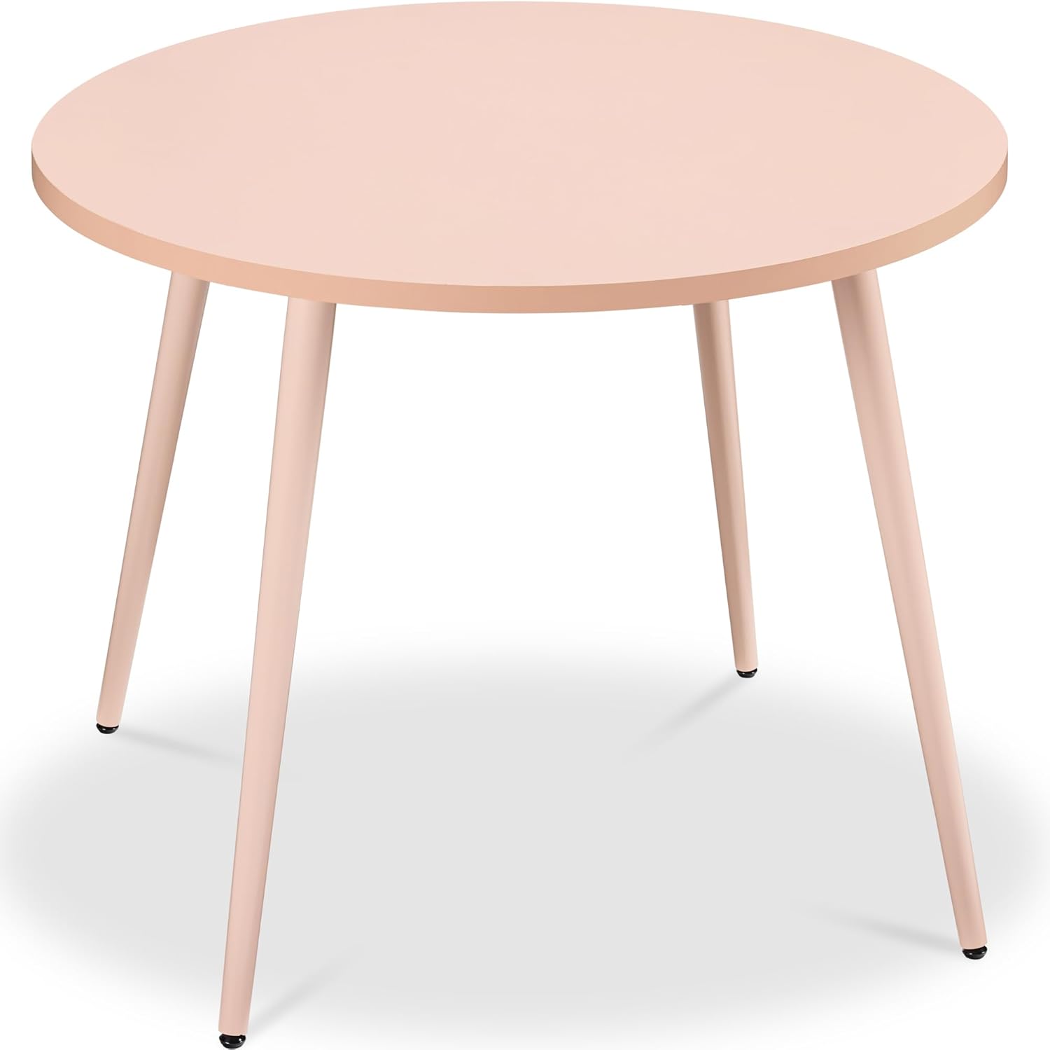 Best Choice Products Round 35.5in Dining Table for 4 w/Sturdy Wood Finish Steel Legs, Mid Century Modern, Space-Saving, Small Space Circle Dinette for Home, Kitchen, Apartment - Pink
