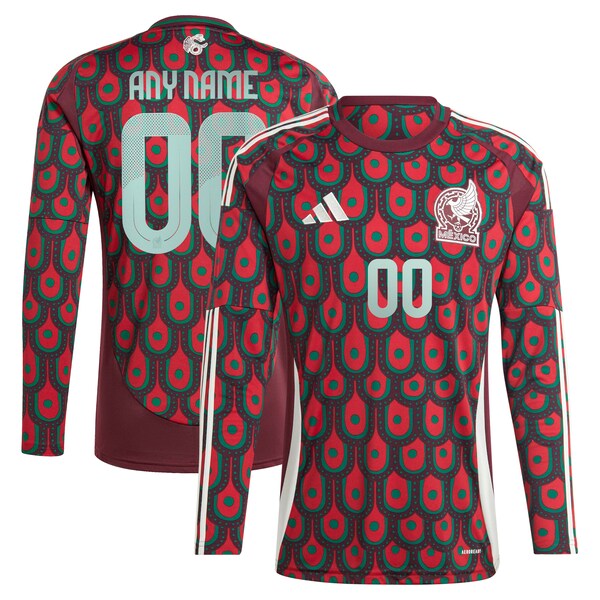 Mexico National Team adidas 2024 Home Replica Custom Long Sleeve Jersey - Burgundy