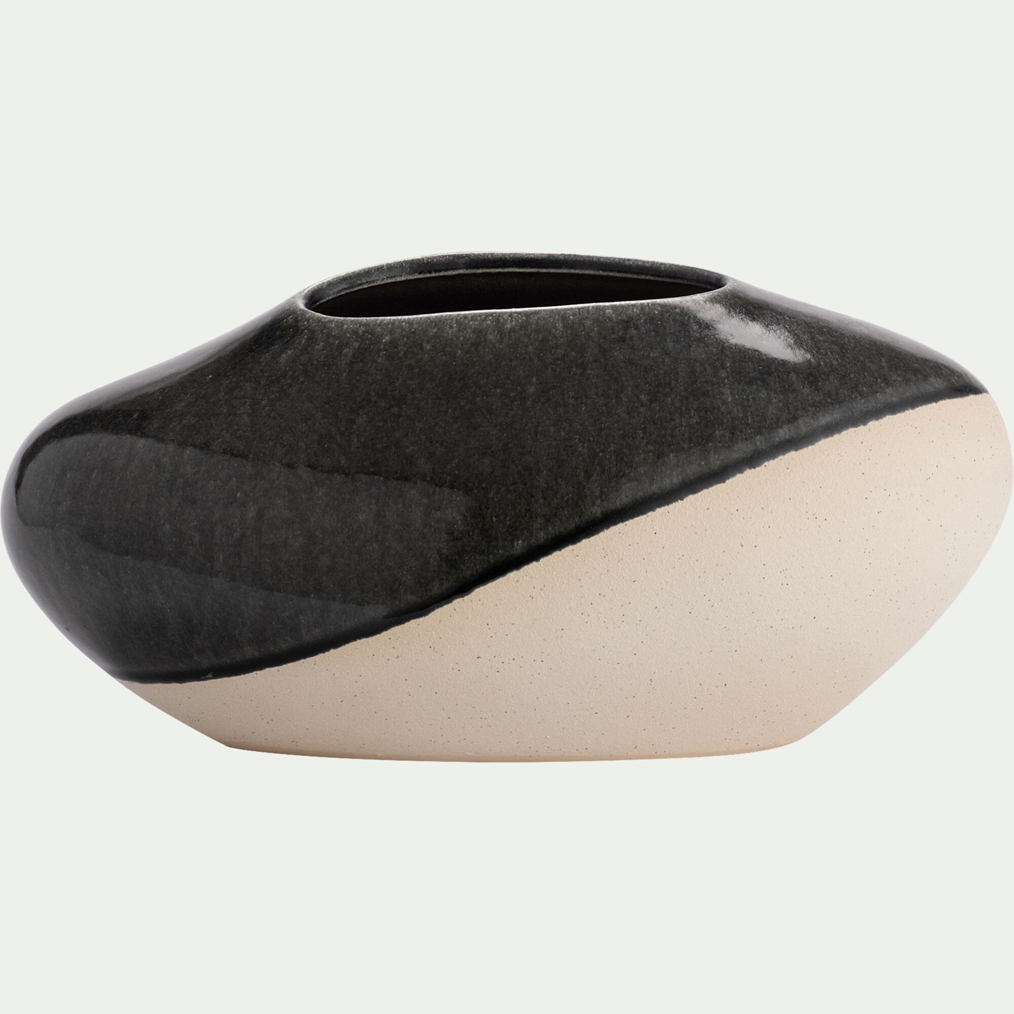 DINAN - Vase asymétrique en grès - gris H16,5cm