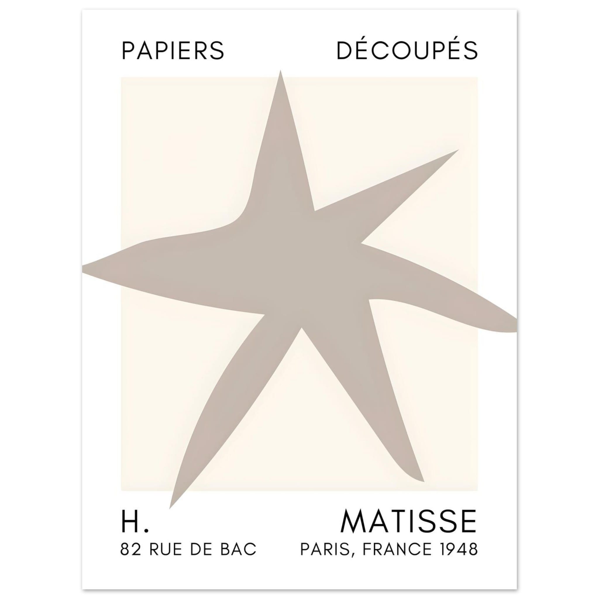 Artfulprints Poster Matisse – Star of the sea grey  - 30x40 cm - Grijs