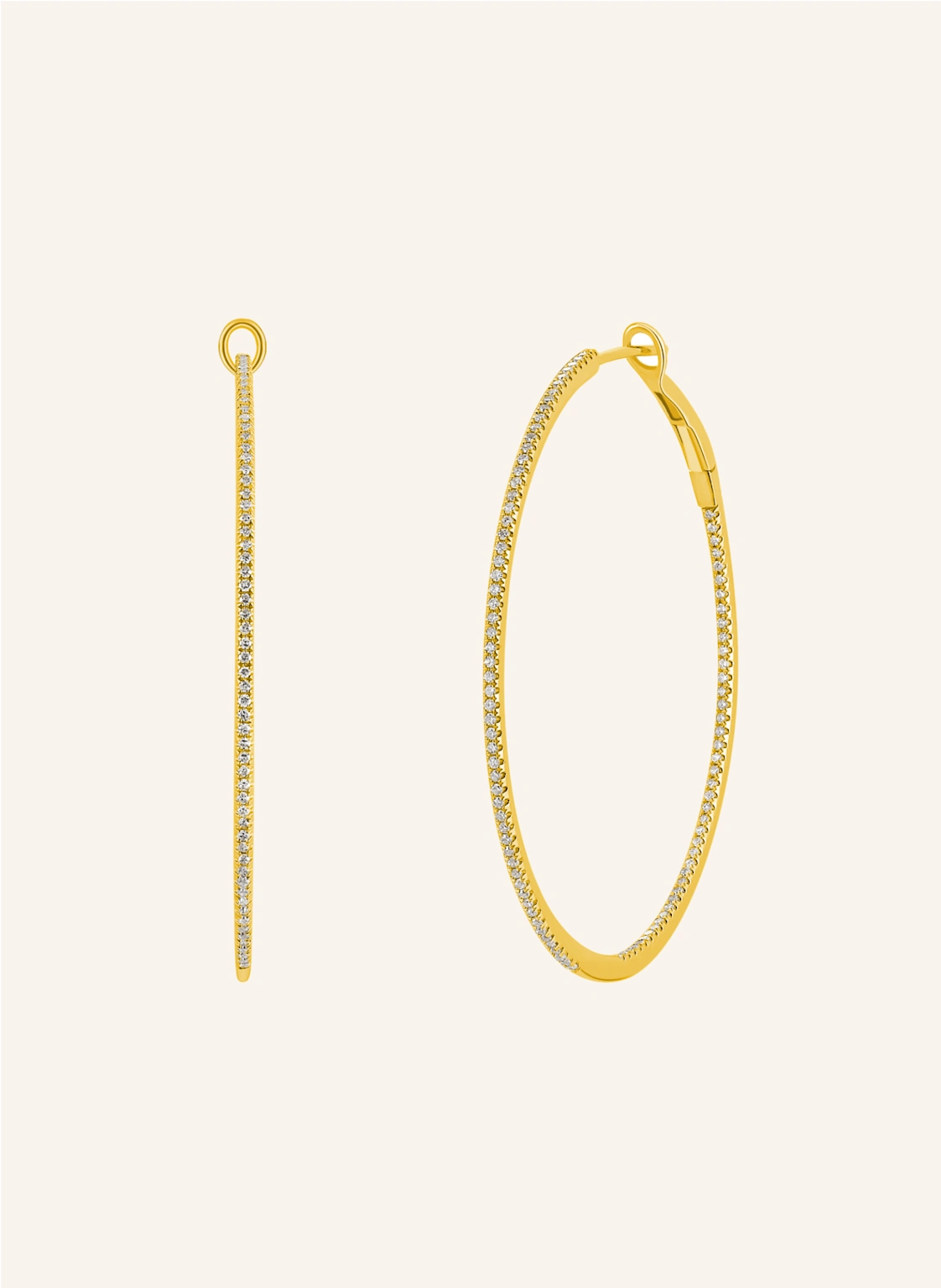 Leaf Creolen CIRCLE XL aus 18 Karat Gelbgold mit Diamanten